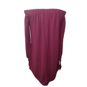 Rhapsody long sleeve off the shoulder burgundy shift dress